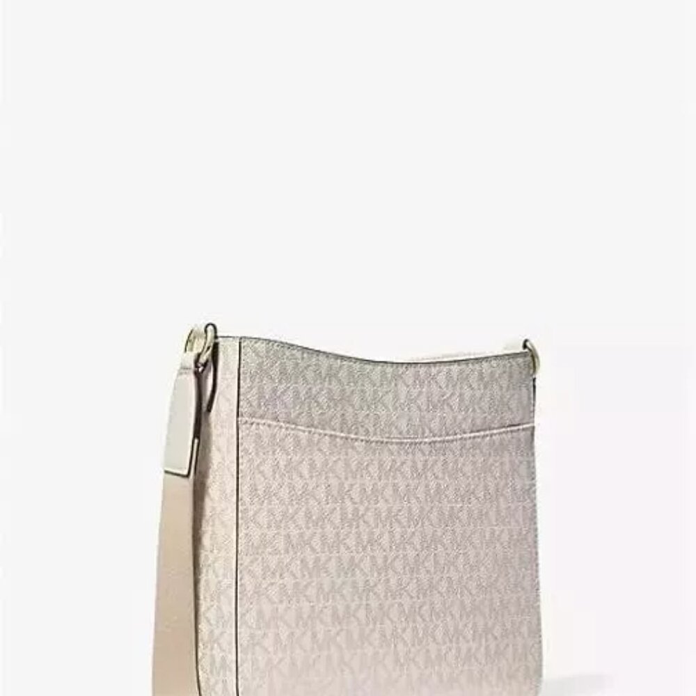 Michael Kors Jet Set Small Signature Logo Metallic Messenger Bag in Pale Gold - Picture 3 of 5